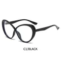 Elegant butterfly TR frame glasses with blue light blocking lens in black finish - Glossy Black Frame