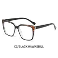 Stylish square blue light blocking glasses frame in black and tortoiseshell finish - Black Tortoise (C3)