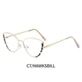 Cat eye glasses in C7 tortoiseshell gold frame with trendy hollowed metal design - Tortoise Gold