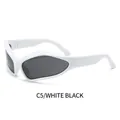 Y2K sporty sunglasses with a wide white frame and dark grey irregular lenses - White Frame Dark Grey Lens