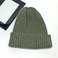 Unisex army green knitted beanie hat with classic ribbed texture for autumn and winter - One Size (High Elasticity) / Army Green