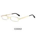 Elegantes gafas de lectura doradas para mujer con montura rectangular de metal C3 - 100 / Marco dorado