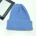Classic ribbed knit beanie in light blue color with soft fluffy texture for winter - One Size (High Elasticity) / Light Blue