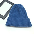 Classic dark blue ribbed knit beanie hat for winter warmth in minimalist style - One Size (High Elasticity) / Dark Blue