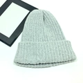 Light gray knitted beanie hat with vertical ribbed texture for autumn and winter warmth - One Size (High Elasticity) / Light Gray