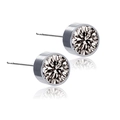 Boucles d'oreilles magnétiques argentées avec cristaux ronds brillants pour oreilles non percées - Gris