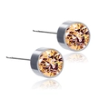 Boucles d'oreilles en titane avec pierres rondes de couleur champagne doré - Champagne