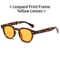 Lunettes de soleil rétro à monture léopard écaille et verres teintés jaunes - Monture Léopard Verres Orange Jaune