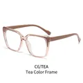 Translucent tea-colored square blue light blocking glasses with TR frames and metal hinges - Tea (C6)