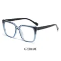 Square blue translucent TR90 frames with black temples in minimalist style C7 - Blue (C7)
