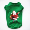 Dettaglio del gilet natalizio per cani con stampa Babbo Natale su cotone verde - XS / Babbo Natale verde