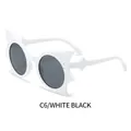 Lunettes de soleil hip-hop audacieuses avec monture blanche et verres ronds noirs - Monture Blanche Verres Gris Foncé