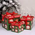 Three-piece Christmas gift box set with cartoon illustrations and red ribbon bows - Style B Festive Gift 3-Piece Set