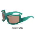 Y2K cyber zonnebril met transparant groen montuur en bruine glazen voor sport - Groen Frame Thee Lens