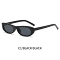 Occhiali da sole ovali rétro con montatura nera e lenti grigie scure UV, variante C1 - Montatura Nera Lenti Grigio Nero (C1)
