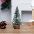 Mini árbol de Navidad verde nevado con base de madera para decoración de mesa - Pino de 20cm