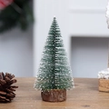 Mini árbol de Navidad verde con nieve artificial y base de madera natural sólida - Pino de 25cm
