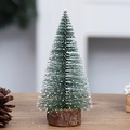 Mini árbol de Navidad verde nevado con efecto de nieve sobre base de madera natural - Árbol de agujas de pino de 32CM