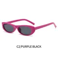 Occhiali da sole ovali alla moda con montatura viola e lenti nero grigie C2 - Montatura Viola Magenta Lenti Grigio Nero(C2)