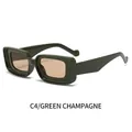 Retro rectangular sunglasses with a dark green glossy frame and champagne lenses - Dark Green Frame Champagne Lens