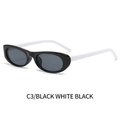 Lunettes de soleil ovales rétro avec monture noire, branches blanches et verres gris foncé - Monture Noir et Blanc Verres Gris Noir(C3)