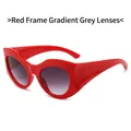 Y2K style oval sunglasses with red frame and gradient gray lenses for women - Red Frame Gradient Grey Lens