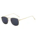 Occhiali da sole retrò quadrati in metallo con montatura oro e lenti grigie nere unisex - Montatura Oro Nero Grigio