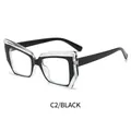 Elegante montatura per occhiali cat-eye con design bicolore nero e trasparente a strati - Nero Trasparente (C2)