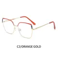 Fashionable oversized square glasses frame in orange gold metal with color-blocked design - Orange Gold Frame