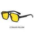 Classic aviator style sunglasses with black frame and yellow lenses for a retro look - Black Frame Yellow Lens