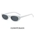Lunettes de soleil ovales rétro avec monture blanche et verres gris foncé style années 90 - Monture Blanche Verres Gris Noir (C6)