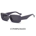 Chic purple rectangle sunglasses with dark grey lenses and wide bold frames - Purple Frame Grey Lens
