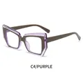 Occhiali anti luce blu geometrici cat-eye con montatura in TR90 viola trasparente - Verde Scuro Viola (C4)