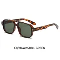 Vintage square sunglasses with tortoiseshell frame and dark green lenses for men - Tortoise Frame Dark Green Lens