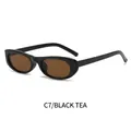 Lunettes de soleil ovales avec monture noire brillante et verres marron thé, C7 - Monture Noire Verres Thé (C7)