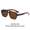 Classic pilot-style square sunglasses with tea brown frames and lenses plus gold accents - Tea Frame Tea Lens