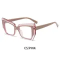Translucent pink cat-eye blue light blocking glasses with C5 color TR frame - Khaki Pink (C5)