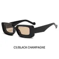 Retro rectangular sunglasses with black frame and champagne lenses model C9 - Black Frame Champagne Lens
