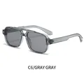 Square double bridge sunglasses with transparent gray frame and gray lenses for men - Translucent Grey Frame Grey Lens