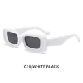 Modern rectangular sunglasses featuring a bold white frame and dark grey lenses - White Frame Dark Grey Lens