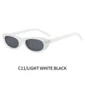 Lunettes de soleil ovales œil de chat, monture blanc translucide et verres noirs C11 - Monture Blanc Gelée Verres Gris(C11)