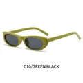 Lunettes de soleil ovales rétro avec monture vert avocat et verres gris foncé - Monture Verte Verres Gris(C10)