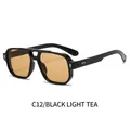 Vintage navigator sunglasses with black frames and light tea lenses for men and women - Black Frame Champagne Lens