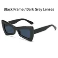 Gafas de sol de mariposa de moda con montura negra y lentes grises oscuros para mujer - Montura Negra Lentes Gris Negro