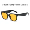 Retro oversized black frame sunglasses with vibrant yellow lenses for men and women - Black Frame Yellow Lens