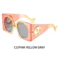 Gafas de sol cuadradas oversize con montura degradada rosa y amarilla y lentes grises - Montura Degradada Rosa Amarillo Lentes Grises
