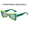 Gafas de sol de mariposa de moda con montura verde y lentes grises para mujer chic - Marco Verde Lentes Grises