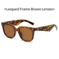 Classic leopard print frame sunglasses with tea lenses in a retro rectangular style - Leopard Frame / Tea Lens