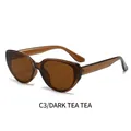 Gafas de sol retro cat-eye con montura ámbar oscuro y cristales de color marrón - Montura Té Oscuro Lentes Té