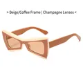 Gafas de sol mariposa de moda con montura beige-café y lentes de color champán - Montura Beige Café Lentes Champán